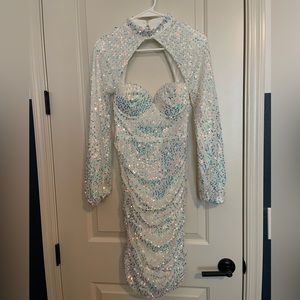 Sequin Long Sleeve Cut Out Dress - NWT Size Small